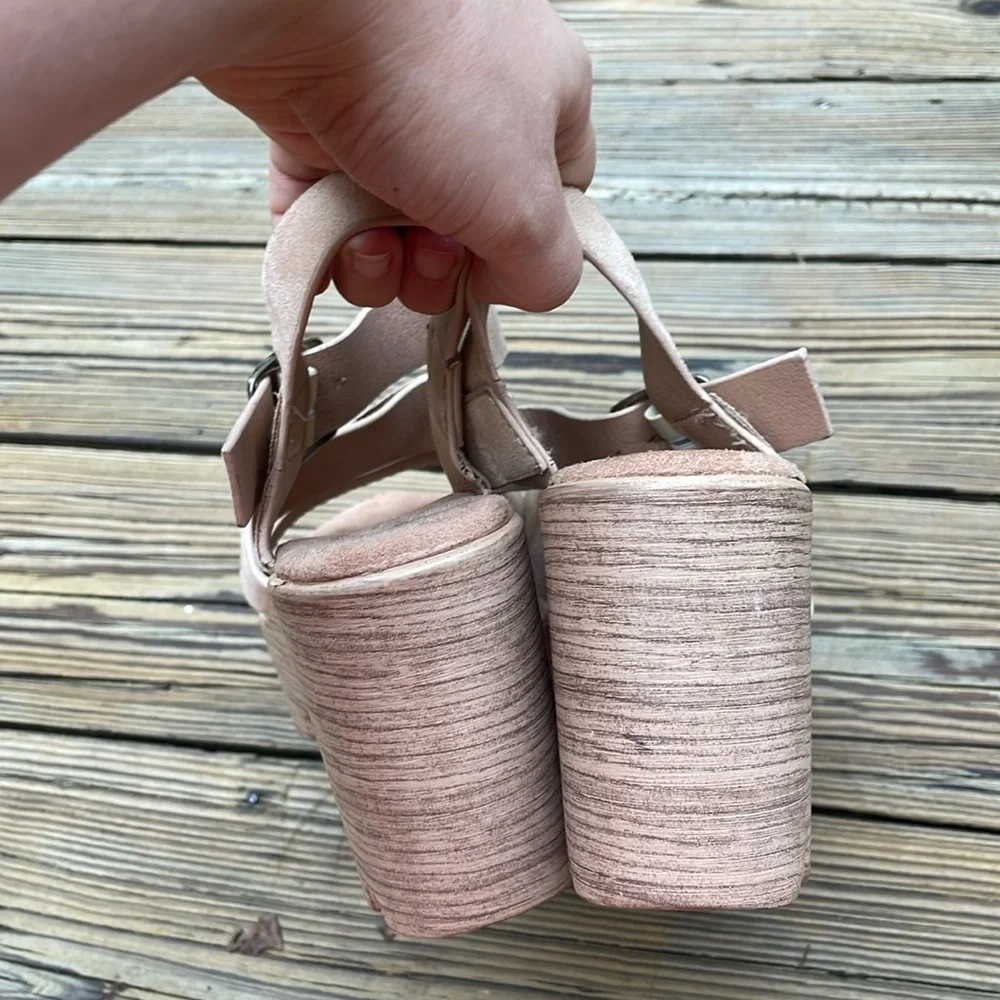 Nasty Gal Beige Strappy Platform Sandals